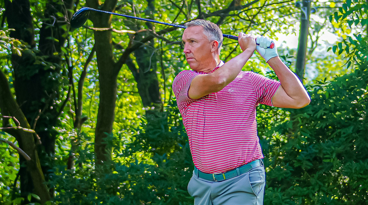 Rick Stimmel teeing off #1 at during the WPGA Senior Series #2 at Latrobe Country Club