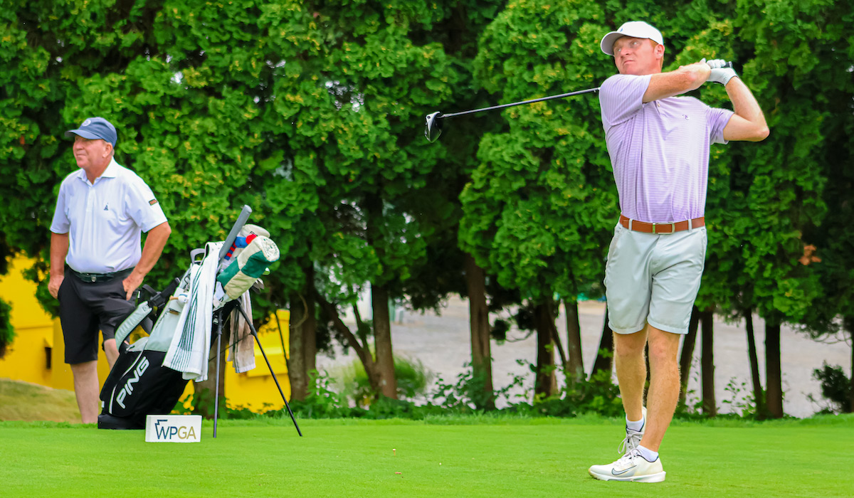 JF Aber competing at Sunnehanna Country Club with his father, John, as caddie