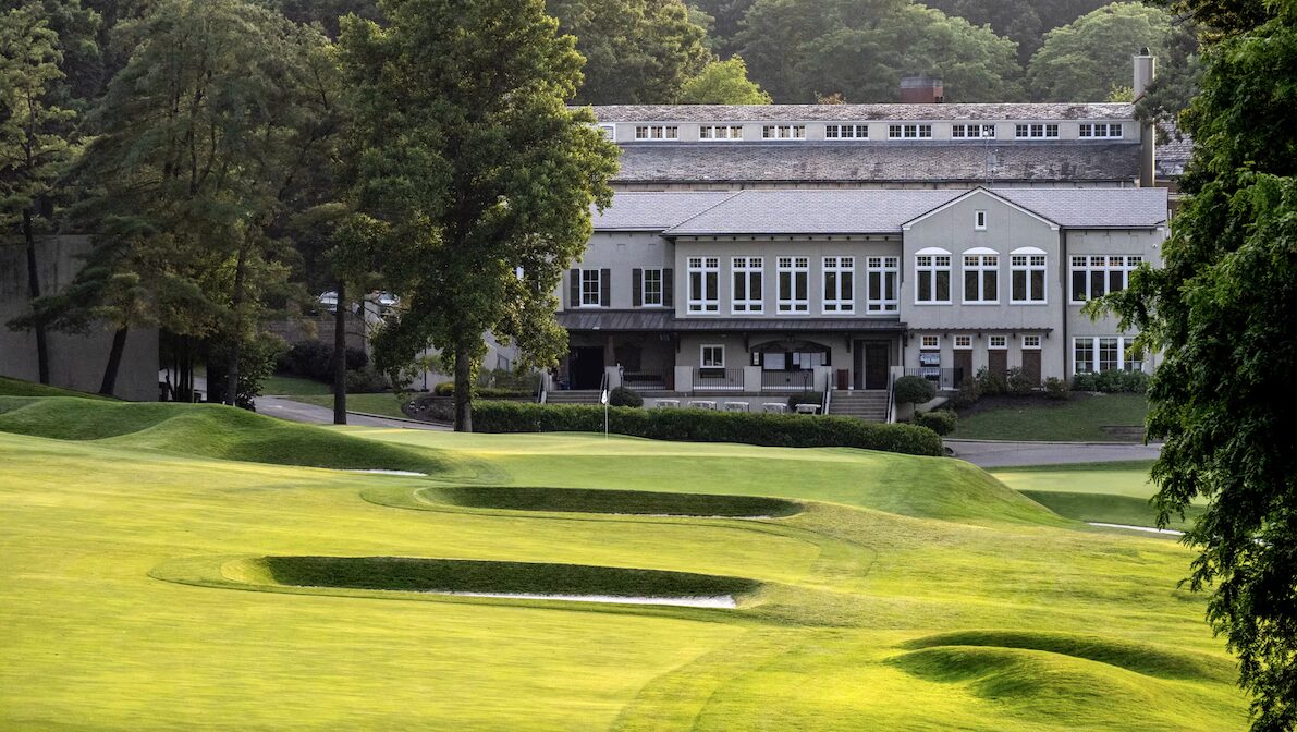 The 12th green and clubhouse at Fox Chapel Golf Club, host of the 2024 WPGA U.S. Senior Women’s Open Championship The 12th green and clubhouse at Fox Chapel Golf Club, host of the 2024 WPGA U.S. Senior Women's Open Championship