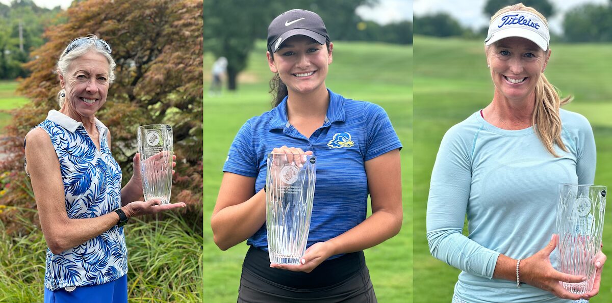 2024 WPGA Women's Amateur Champions (from left): Super-Senior Champion, Virginia Ley; Amateur Champion, Marissa Malosh; Senior Champion, Colleen