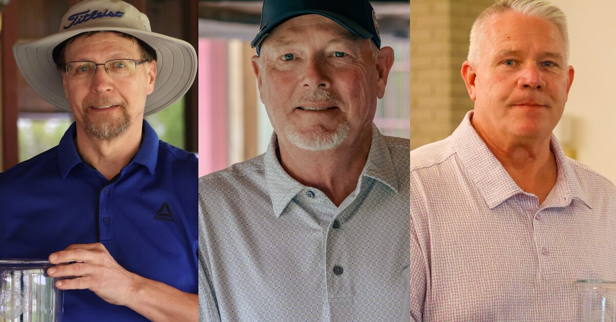 Senior Series #1 Champions (from left): Craig Sabo, Don Erickson, III, and Pat Petit