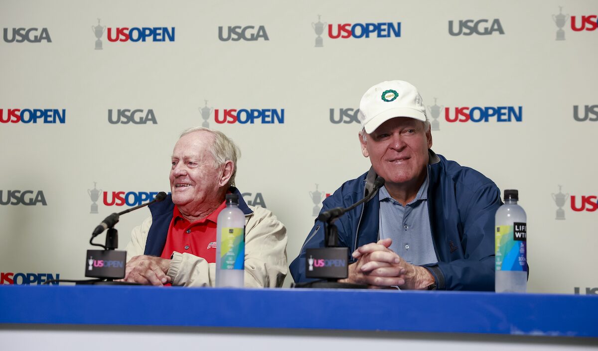 Jack Nicklaus and Johnny Miller Jack Nicklaus and Johnny Miller as seen at a press conference during the third round of the 2025 U.S. Open at Oakmont Country Club in Oakmont, Pa. on Saturday, June 14, 2025. Photo courtesy Jason E. Miczek/USG)