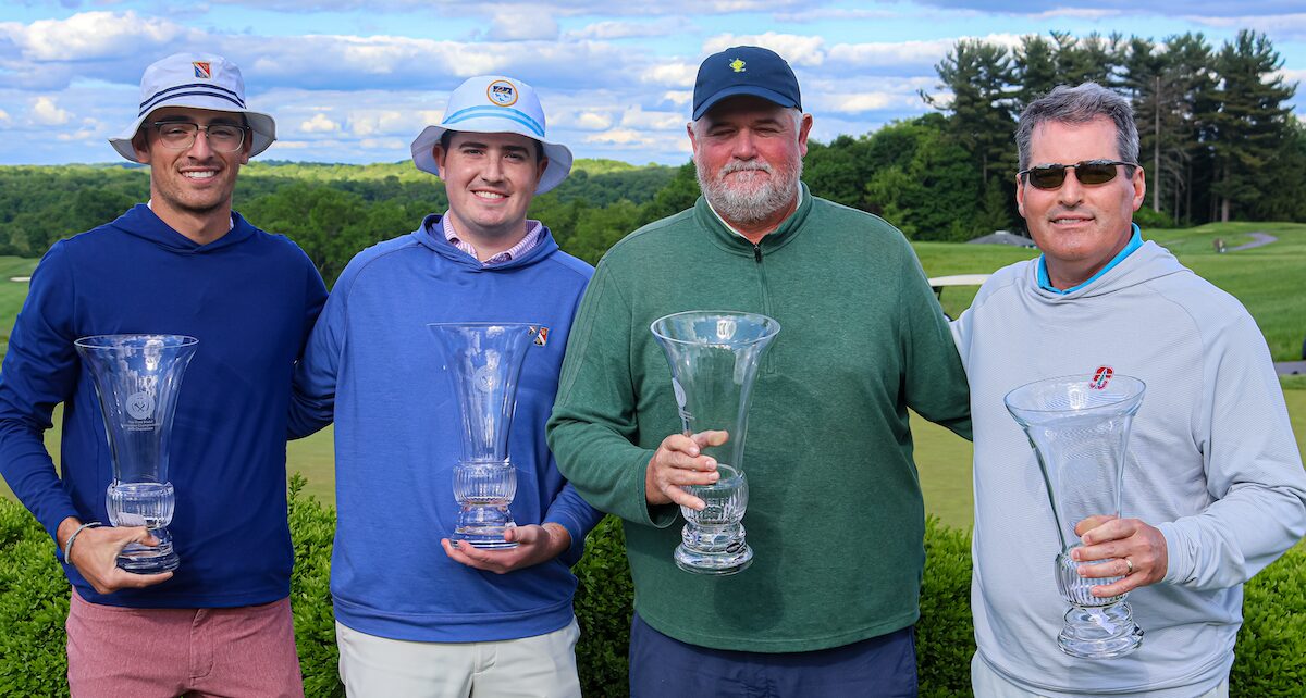 WPGA Fred Brand Foursomes Champions Amani D’Ambrosio and Jack Wymard (left), and Senple Century Foursomes Champions Rob Stoops and Todd Renner (right) WPGA Fred Brand Foursomes Champions Amani D'Ambrosio and Jack Wymard (left), and Senple Century Foursomes Champions Rob Stoops and Todd Renner (right)