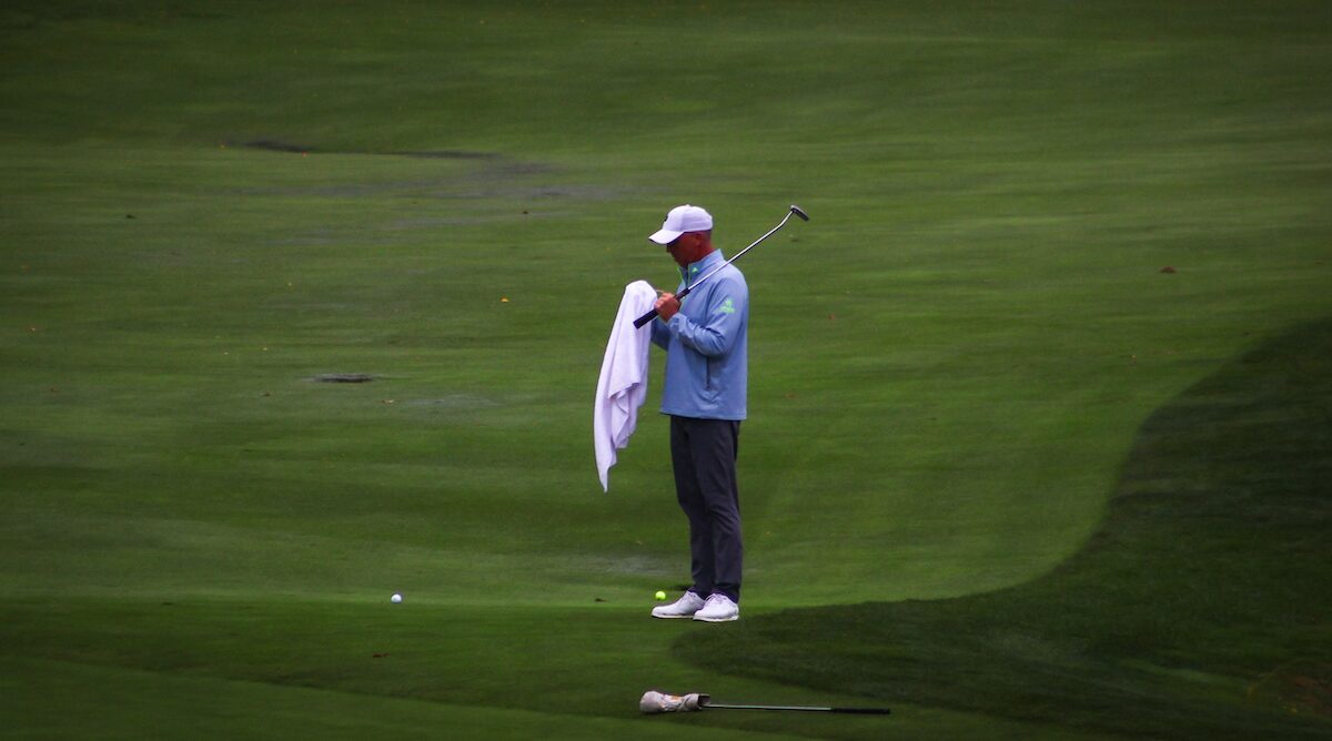 Rick Stimmel playing on his final hole in the first round of the WPGA Senior Amateur Championship Rick Stimmel playing on his final hole in the first round of the WPGA Senior Amateur Championship